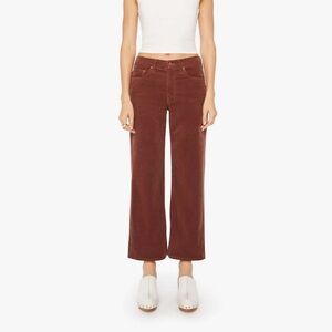 MOTHER Wide-Leg Jeans in Burnt Brick Reddish Brown
